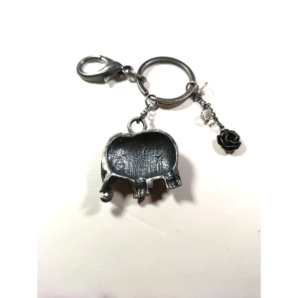 Elephant Silver Tone Red Flower Luggage Purse Clip - Picture 4 of 5